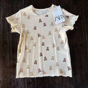 Zara Kids Beige Teddy Bear Tee
